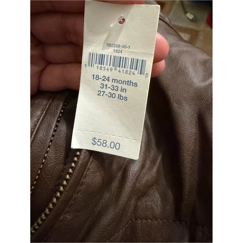 Baby GAP Dark Brown Faux Leather Bomber Jacket BRAND NEW